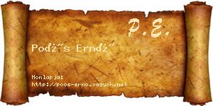 Poós Ernő névjegykártya